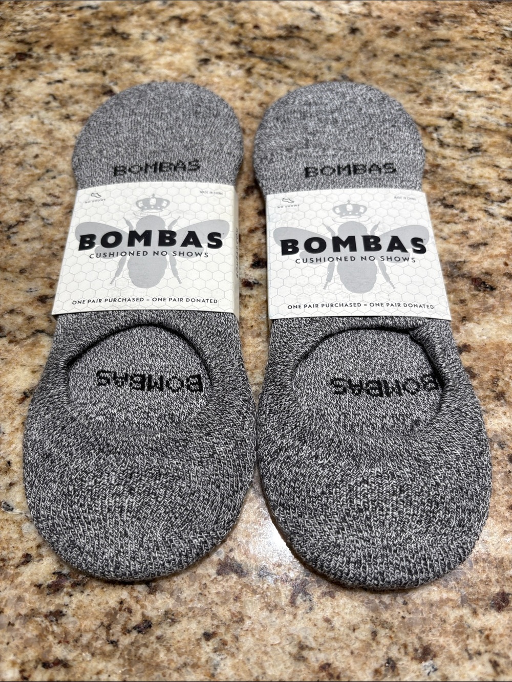 Bombas Cushioned No Show Socks Heather Gray